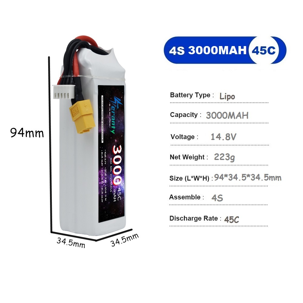 4S LiPo Battery 14.8V 1500mah  - Drone Battery 3S review and price