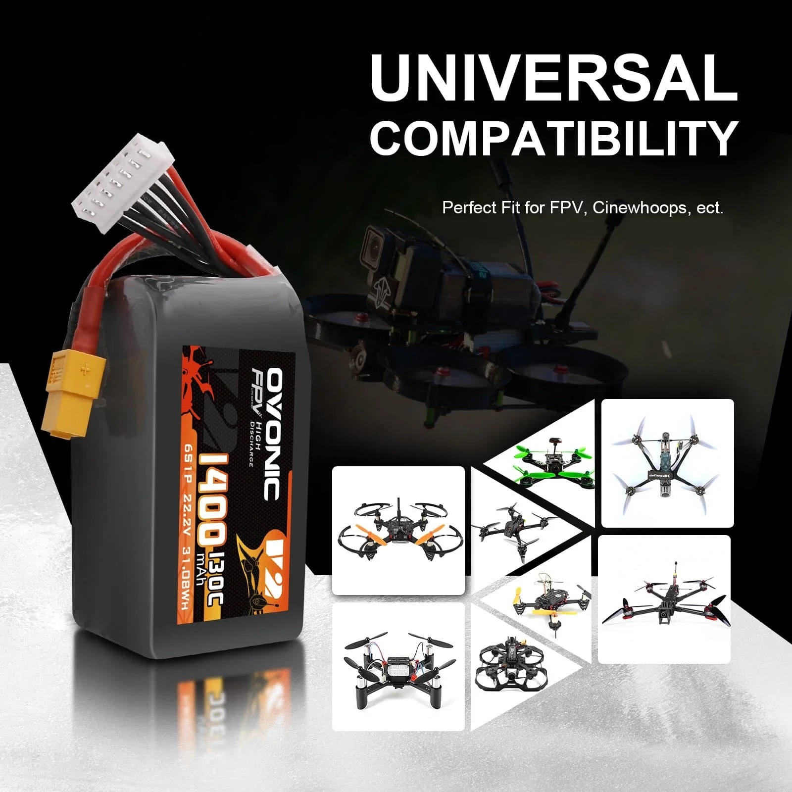 Ovonic 6S 1400mAh 130C LiPo Ba - Drone Battery Bag review and price
