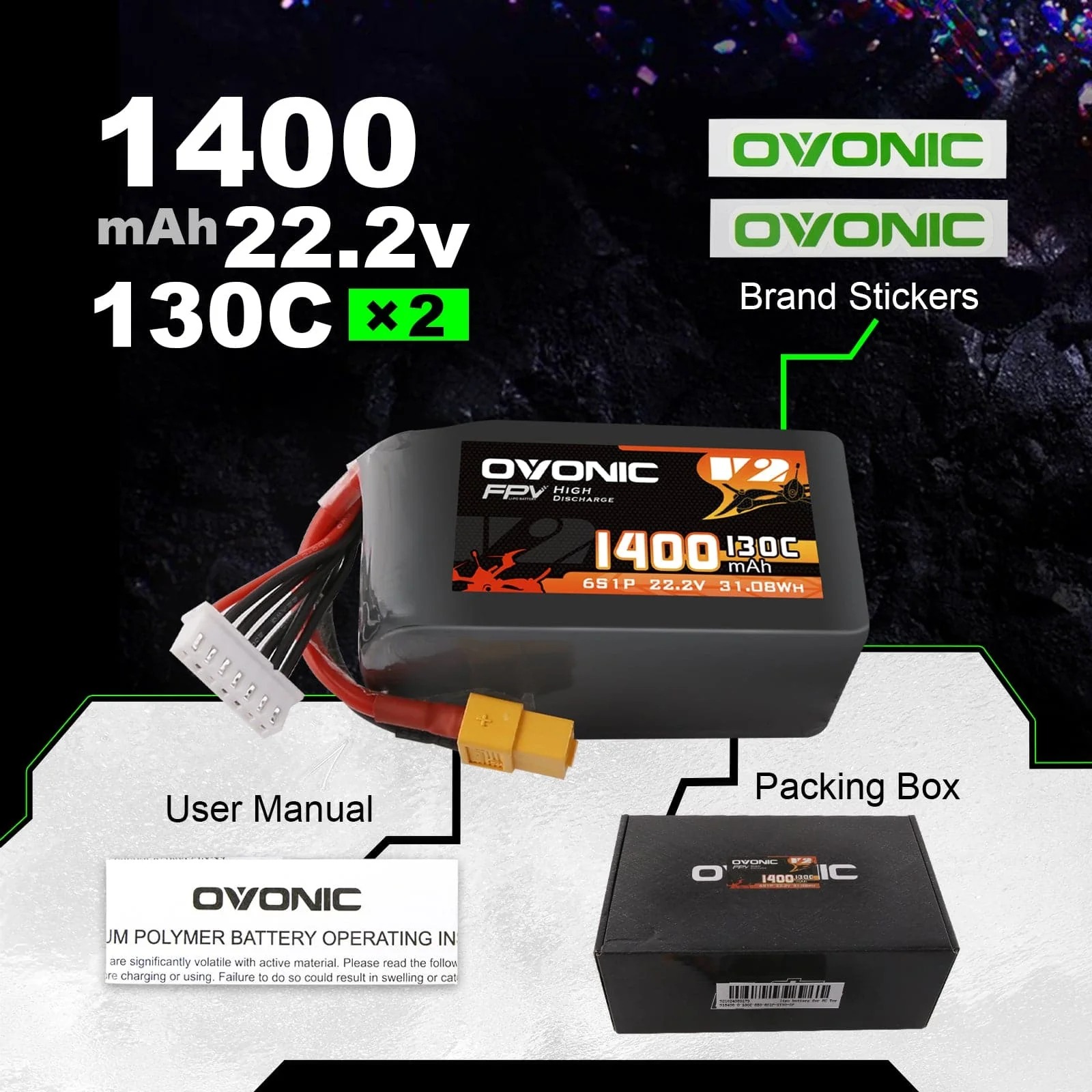 Ovonic 6S 1400mAh 130C LiPo Ba - Drone Battery Bag review and price