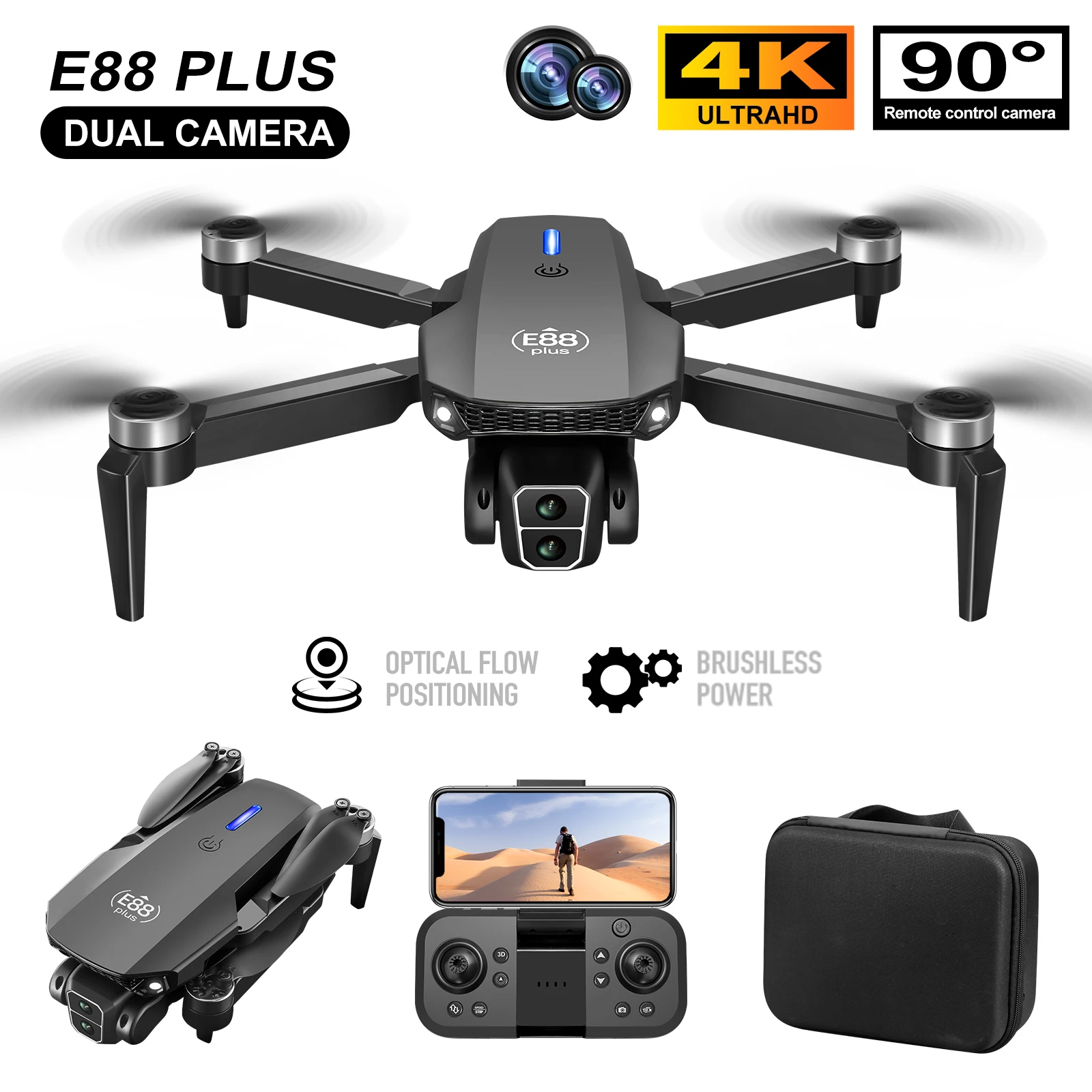 New E88 Plus Quadcopter Drone: - Drone Battery Case review and price
